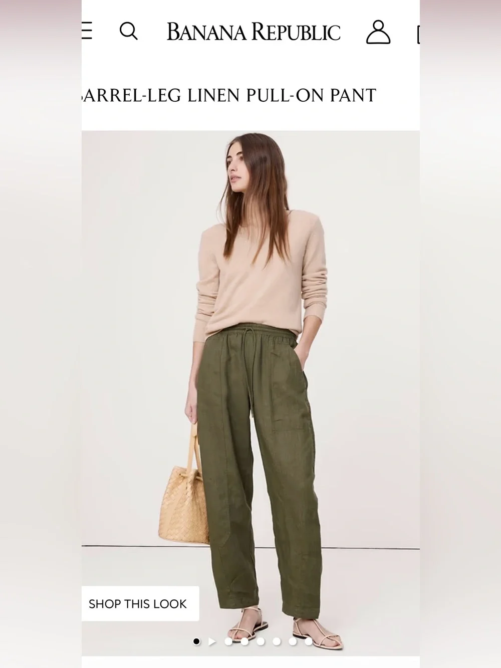 Banana Republic Barrel Leg Linen Pant